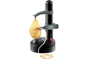 Neez Pelapatate Elettrico Automatico - Professionale Elettronico Sbuccia Macchina con 3 Lame per Potato, Mela, Frutta e Verdure - Rotanti Pela (Nero)