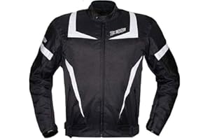 BI ESSE Giacca Moto Touring UOMO Sport Tessuto, Protezioni, colore Nero-Bianco, Impermeabile Regolabile, fodera termica