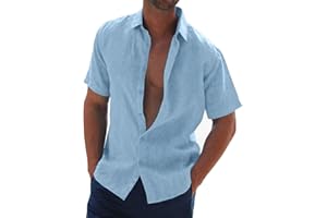 Halfword Koszula męska Len Krótki Rękaw Lato Casual Coton Guziki Koszula Luźna Plaża Ślubna Biała Koszula