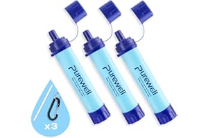 Purewell Outdoor Water Filter Personal Water Filtration Straw Emergency Survival Gear Water Purifier for Camping Hiking Climbing Backpacking
