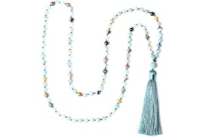 COAI Collier Mala Bouddhiste 108 Perles Amazonite Femme