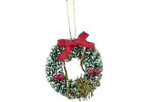 MELODY JANE Dolls House Miniature 1:12 Christmas Accessory Decorated Snowy Christmas Wreath