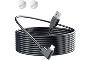 RUJOI VR Link Cable 16FT VR Headset Cable for Oculus Quest 2/Quest 1, 90 Degree 3.2 gen USB C to A High Speed Data Transfer& Fast Charging Cable for Oculus Quest Headset to a Gaming PC,5M/Black