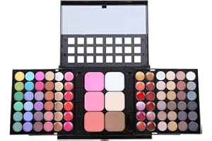 BrilliantDay 78 Farben Lidschatten Palette Contouring Kit Kombination mit Lip Gloss, Blusher und Press Powder, Kosmetik Make Up Kit Set Box