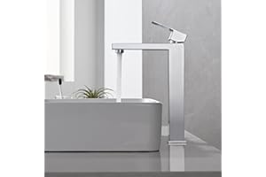 BuntHaus Rubinetto da Bagno Cromato, Miscelatore Lavabo Alto, Rubinetto Lavabo per Bagno, Miscelatore Acqua Calda e Fredda Regolabile, Acciaio Inossidabile (Argento)