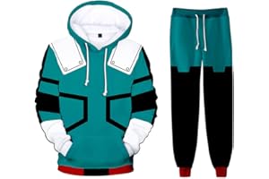 Seaehey Anime Cosplay Hoodie Sweatshirt Sweatpants Pullover Green Jacket Pants Set Battle Suit Outfit Halloween Cosplay Costume