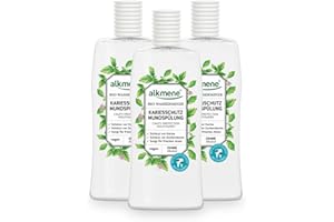 alkmene Bain de bouche sans alcool protection caries à l'eau de menthe bio - bain bouche végan protection x 6 sans silicones, parabènes, huiles minérales, PEGs, SLS, SLES (3x 500 ml)