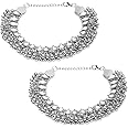 YouBella Jewellery German Silver Plated Stylish Handmade Anklets for Girls and Women