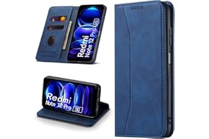 Leaisan Handyhülle für Xiaomi Redmi Note 12 Pro 5G Hülle Premium Leder Flip Klappbare Stoßfeste Magnetische [Standfunktion] [Kartenfächern] Schutzhülle für Redmi Note 12 Pro 5G Tasche - Blau