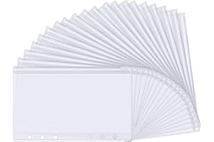 Dadabig 25 Stück Loose Leaf Taschen mit 6 Löcher A6 Größe Binder Taschen Kunststoff Binder Reißverschluss Ordner Wasserdicht Sammel-Hüllen Lose Blätter für Dokumente Notizbücher Karten