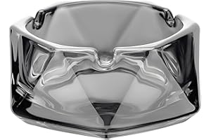 Slege Portacenere in Vetro Geometrico,Glass Ashtray, Ø12 cm Posacenere per Sigarette, Posacenere Resistente Vento per Esterni, Posacenere per Sigari, Posacenere per Desktop,Regalo uomo (grigio)