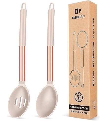 Set Di 2 Cucchiai Da Cucina In Silicone, Solidi E Scanalati Antiaderenti 737339