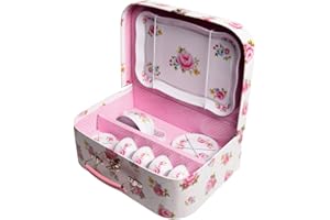 SASS & BELLE Childrens Rose Covered Tin Tea / Picnic Set and Case