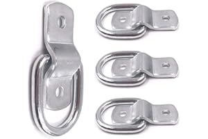 Moollyfox 4 anelli di fissaggio per rimorchio, anello a D, carico 400 kg, occhielli con viti e supporto, in acciaio inox, per fissaggio del carico, camion, barca, auto, kayak