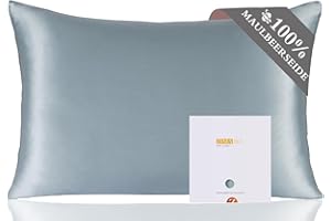 ZIMASILK Kissenbezug aus 100% Seide für Haare und Haut. Doppelseitige 19 Momme Reine Maulbeerseide Kissenhülle mit Reißverschluss, 1 Stück.(40x80 cm, Blauer Dunst)