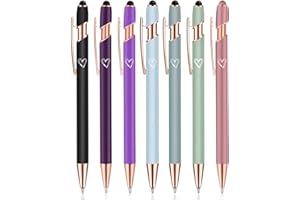 LRANKAI 7 Pack 2 in 1 Ballpoint Pen with Stylus Tip, Metal Stylus Pens for Touch Screens,1.0 mm Black Ink Retractable Ballpoint Smooth Writing Pens for work colleagues (Multicolor)