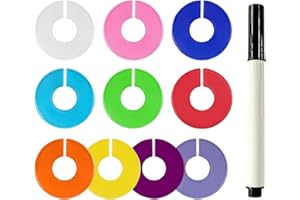 ZISHAN 10 pcs Wardrobe Dividers, Clothes Rail Dividers with 1 pcs Mark Pen, Rail Dividers Clothing Rack Dividers Round Closet Labels, for Home Clothing Store (10 Colors)