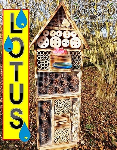'Rustic Garden Decorative Nesting Box 50 cm Hell Flame Design For Ladybug Butterfly Insect Hotel with Trough SDV Holo OS And Feeder, with a special surface coating "Lotus, Bird Feeding Station as Addition For Tit Box or for Birdhouse Bird Feeding Station Bird Feeder Insect House – Insect Hotel, Butterfly, Ladybird Ladybug Ladybird Box House House Butterfly Garden Decoration