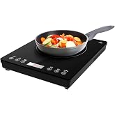 Cecotec Portable Induction Plate 1 Fire Full Magma Slim. 2000W Power in 8 Levels, Design in High Resistance Glass, Touch Disp