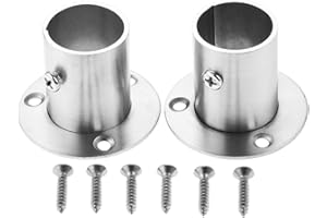 Hicello 2 piezas de acero inoxidable de 25 mm/1 pulgada para riel de armario, barra de cortina resistente, soporte de extremo de barra de cortina