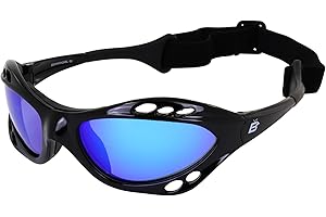 Birdz Eyewear Birdz Seahawk Padded Floating Polarized Sunglasses with Built in Strap Black Frame and Polarized G-Tech Blue Lens