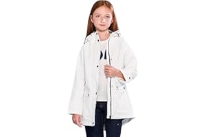 SOLOCOTE Kinder Regenjacke mit Kapuze gefüttert Gummi Regenmäntel für Mädchen Jungen Wasserdicht Winddicht Größe