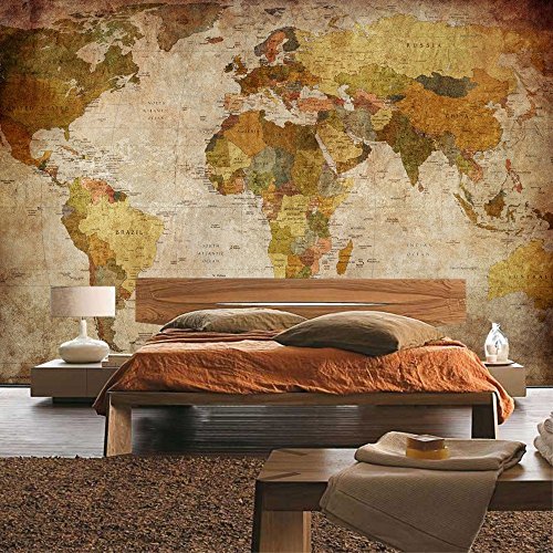 Vlies Fototapete PREMIUM PLUS Wand Foto Tapete Wand Bild Vliestapete – VINTAGE ATLAS – Weltkarte Antik Atlaskarte Atlanten Karte alte Karte alter Atlas – no. 029, Größe:400x280cm Vlies - 8