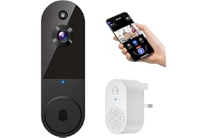 BoilNano 1080P Video Doorbell Camera Wireless, Cloud Storage, Live View, 2-Way Talk, Night Vision, Included Ring Chime, 2.4Ghz WiFi, Indoor Surveillance, Real-Time Alert (Black)