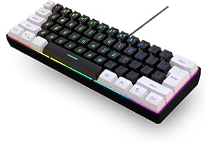 ‎SNPURDIRI Snpurdiri 60% Percent Gaming Tastatur, Ergonomische Kleine Mini Gaming Tastatur, Silent Compact RGB Tastatur für Windows, PC, Laptop, Gaming (61 Tasten, Weiß-Schwarz)
