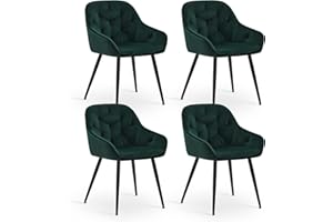 ‎CLIPOP CLIPOP Esszimmerstühle 2/4er Set Samt Armlehnenstühle Gepolstert Polsterstuhl Küchenstuhl Wohnzimmerstuhl Freizeitstuhl mit Armlehne und Metallbeinen (4, Grün)
