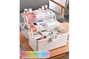 NCRGB Medikamenten Organizer,3-stöckige Apothekerschrank Hausapotheke Medizinbox,Aufbewahrungsboxen mit Deckel Groß Box Abschließbar,Koffer Organizer Für Schlafzimmer,Büro,Außenbereich