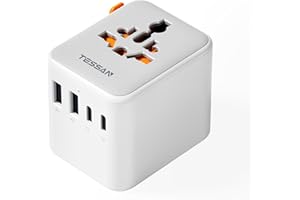 ‎TESSAN TESSAN Uniwersalny Adapter Wtyczki, Uniwersalna łAdowarka z 2 Usb C I 2 Usb A, PodróżNy Dla Usa, Tajlandii, Japonii, Wielkiej Brytanii, Brazylii, Australii, Hiszpanii, Dominiki, Indii