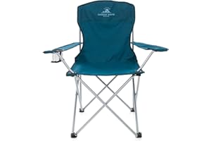 OUTDOOR WORLD BE ACTIVE Outdoor World Folding Camping Chairs, Compact Portable Garden Seat, Durable Steel Lightweight Design 2.35kg each with Cup Holder & Carry Bag, Ideal for Beach, Fishing, BBQs, Leisure (Blue)