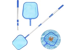 MELODYING Pool Kescher, 46-107cm Aluminium Teleskopstange Schwimmbad Laubkescher Pool Tief Kescher PoolReinigung für Spas, Schwimmbad, Whirlpools, Aquarium
