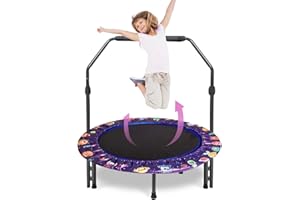 NUKDEY 36'' Kids Trampoline Mini Noise-Free Trampoline Indoor,Outdoor Rebounder Trampolines with Adjustable Handle and Safety Padded Cover Foldable for Kids Toddler Play & Exercise