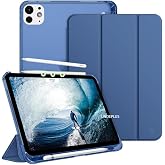 UnDePlus iPad Pro 13in&ccedil; M4/M5 ile uyumlu Kılıf Flip Cover Kalem B&ouml;lmeli PC Case 2024/2025 Lacivert