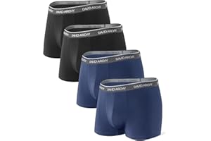 DAVID ARCHY 3/4 szt. męskie majtki / bokserki / bielizna, miękkie, przyjazne dla skóry i przepuszczające powietrze, z workiem na dipsy, z włókien bambusowych, S M L XL XXL