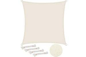 WOLTU Toldo Vela Impermeable Cuadrado 3x3 m Poliéster Protección Rayos UV Intemperie para Patio Exteriores Jardín Color Arena Crema