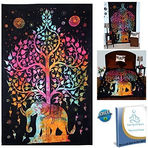 Your Spirit Space (TM) Rainbow Good Luck Elephant Tapestry-Quality Home or Dorm Hippie Wall Hanging. The Ultimate Bohemian Decoration. by Your Spirit Space