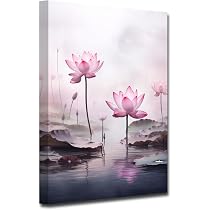 Abstrakte Lotus-Blüten Leinwand-Drucke – 3-teiliges Set, Je 30,5x40,6 Cm, Minimalistisch, Für Yoga-Raum, Bad Oder Wohnzimmer