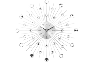 Timelike Orologio da Parete in Metallo, Stella di Cristallo Orologio da Parete con Brillantini Grande per Cucina Salotto Decorazione Casa (Round-50cm)