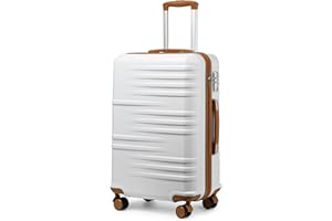 British Traveller Valigia Trolley Rigida Bagaglio a Mano da Viaggio ABS+PC Leggero con TSA Lucchetto (64cm,Bianco)