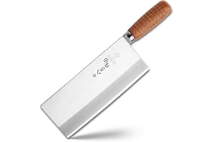 SHI BA ZI ZUO Coltello da cucina da 8 pollici Coltello da chef professionale Coltello per verdure in acciaio inossidabile Lama con finitura antiaderente sicura con manico in legno antiscivolo