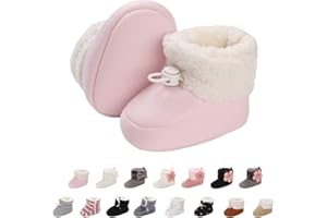 outfit spring Baby Winter Warm Fleece Bootie, Newborn Non-Slip Soft Sole Winter Shoes Sock Shoes Cute Adjustable Crawling Shoes Prewalker Boots for Girls Boys Toddler 0-18 Months