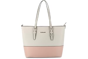 flora & co - Grand Sac à Main Femme - Cabas Fourre-Tout Simili Cuir PU Rigide - Sac Elégant Ville Travail Lycée - Shopper Porté Epaule Bandoulière Grande Capacité A4 - Mode Chic