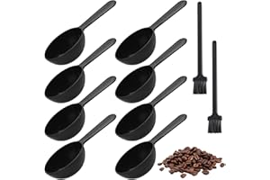 TAFACE Lot de 8 cuillères à mesurer, 2 brosses de nettoyage, cuillères à café en plastique, cuillère à farine, ustensiles de cuisine, réutilisables, convient pour grains de café, poudre de protéine (noir)