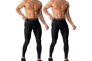 NuCamper Spodnie Kompresyjne Męskie z Kieszeniami, Sportowe Legginsy, Długie Spodnie do Biegania, Oddychające, Szybkoschnące, Warstwa Bazowa Spodnie do Biegania, Treningu, Sportu, Jogi, Koszykówki