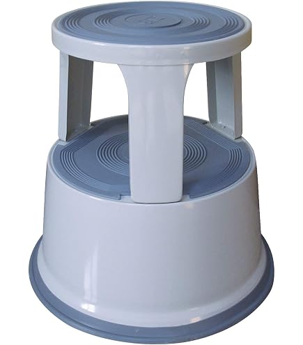 Tabouret Marchepied Mobile Wedo - 3 Roulettes - Charge 150kg - Gris Lumière