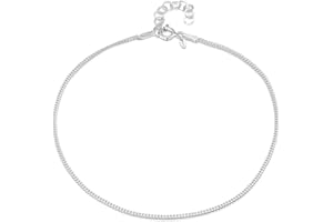 Amberta Bracelet de Cheville pour Femme en Argent Sterling 925 | Chaînes de Cheville Réglables d'Été Perles Coeur Bijoux Bohème
