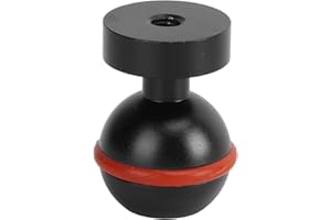 Akozon Adattatore per Braccio a Sfera Subacqueo Testa a Sfera con Luce Subacquea Anodizzazione del Rivestimento Duro in Lega di Alluminio Piccola Testa a Sfera per Torcia Subacquea Leggera e(Nero)